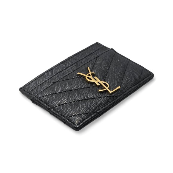 Saint Laurent YSL Monogram Leather Cardholder Wallet in Black $325 - Picture 3 of 9